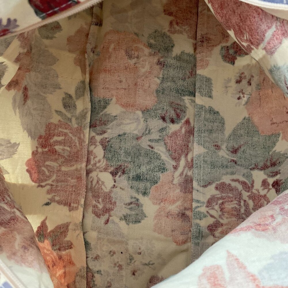 VINTAGE 1980s Canvas Cotton Hyper Floral Large Overnighter Duffel Bag tote - Picture 4 of 4